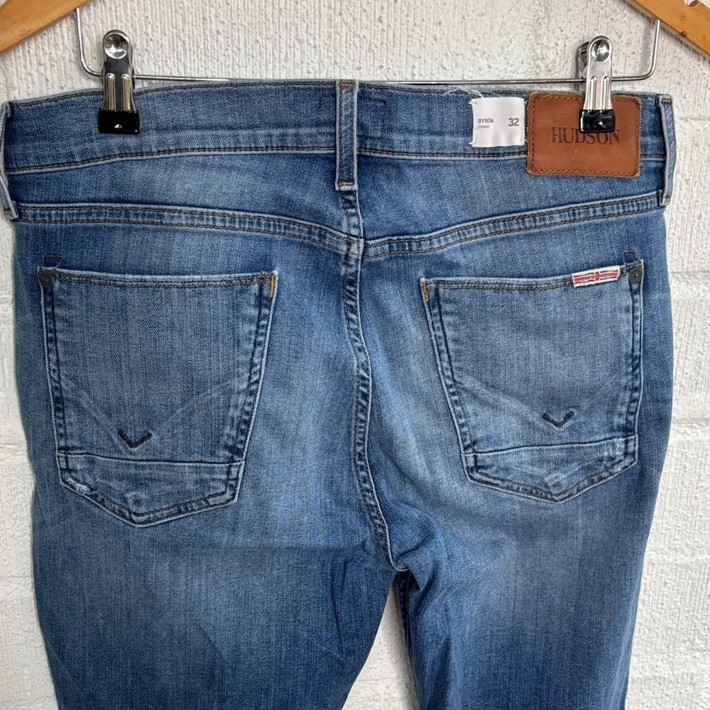Hudson Jeans Byron Straight Distressed Blue Denim Jeans sz 32